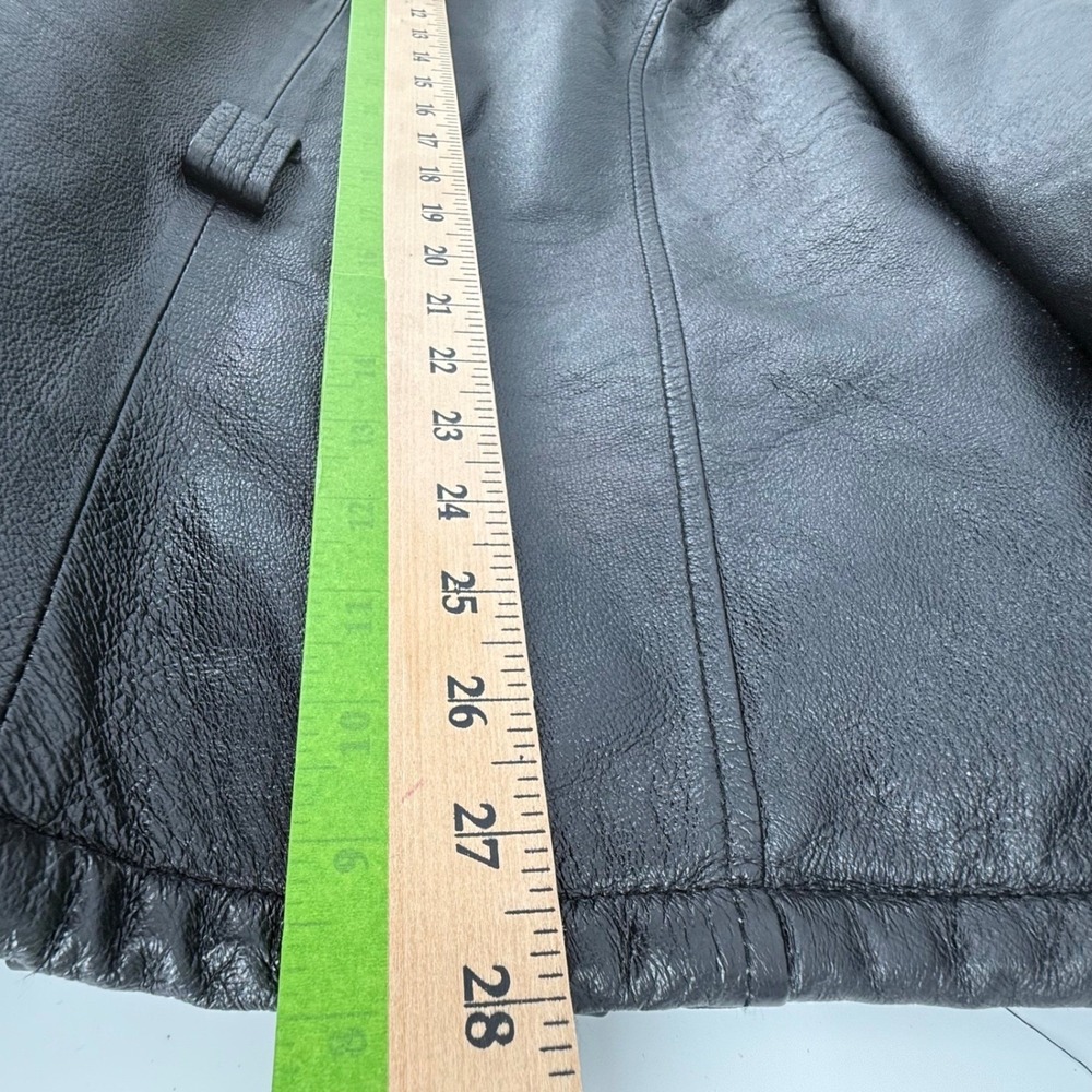 WILDA Genuine Leather Jacket Womens Medium Fur Collar Black Moto Biker Bomber - Picture 10 of 12